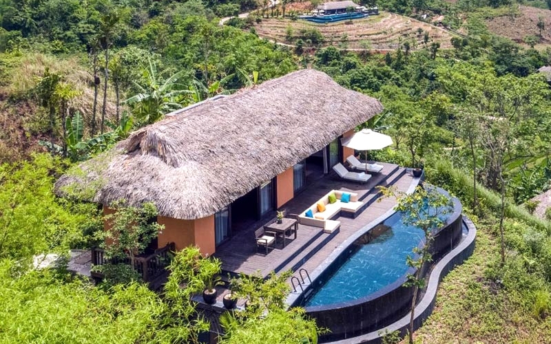 Mái nhà được làm từ lá cọ 